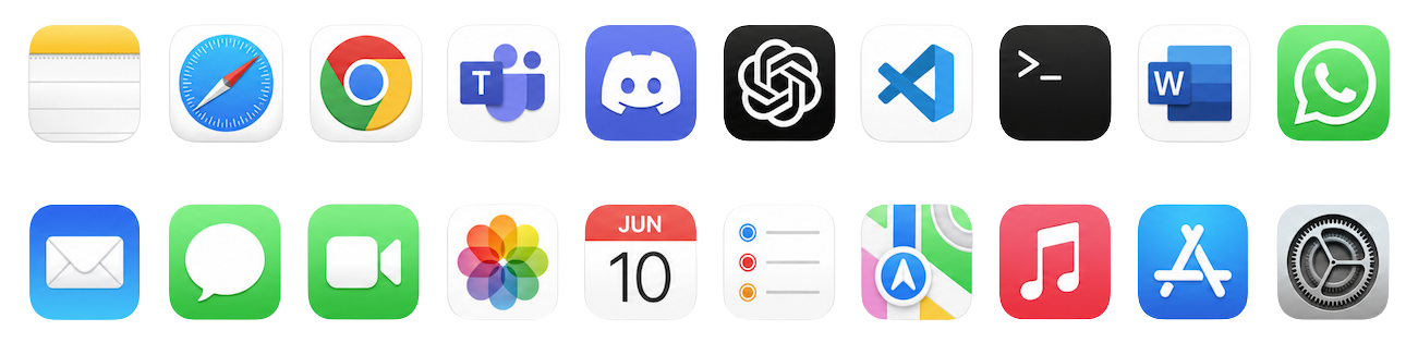 Works across any macOS apps